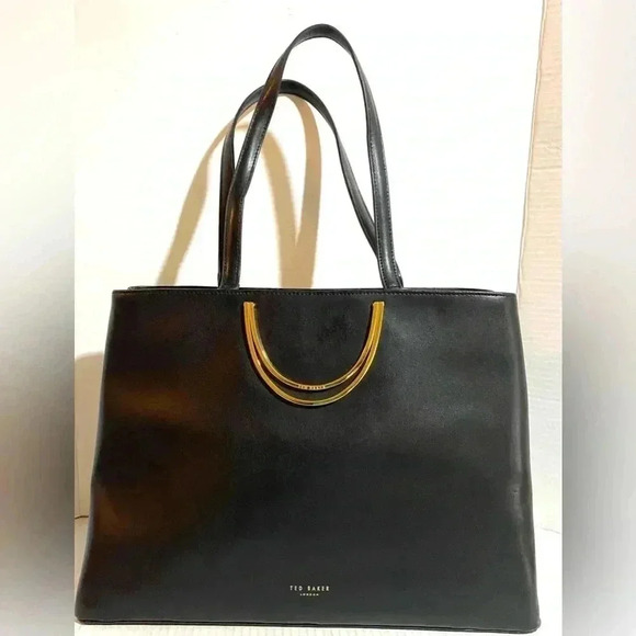 Ted baker black leather satchel handbag - Picture 1 of 13